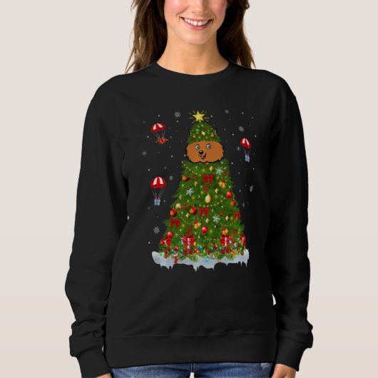 Xmas Tree Decorations Lights Santa Quokka Christma Sweatshirt (Vorderseite)