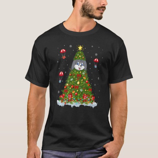 Xmas Tree Decorations Lights Santa Rabbit Christma T-Shirt (Vorderseite)