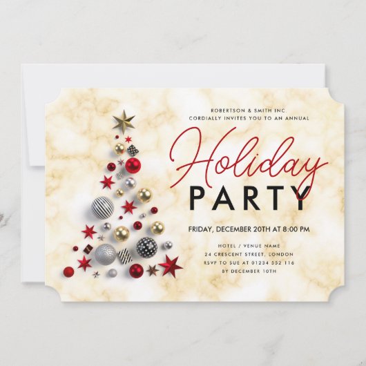 Xmas Tree Holiday Party Gold Einladung (Vorderseite)