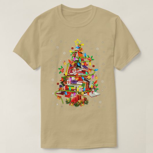Xmas Tree Library Xmas Lights Tree Book Lover Libr T-Shirt (Design vorne)