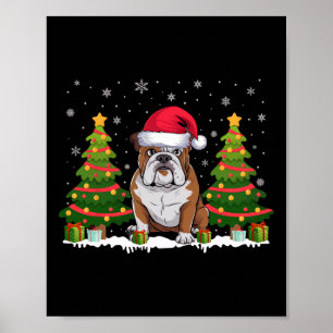 Xmas Tree Light American Bulldog Weihnachtsmannmüt Poster