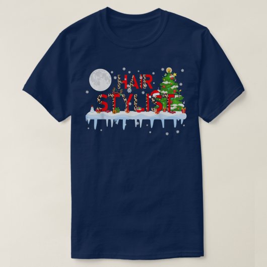 Xmas Tree Light Leopard Weihnachtsmannmütze Rein T-Shirt (Design vorne)