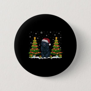 Xmas Tree Light Neufundland Dog Weihnachtsmannmütz Button