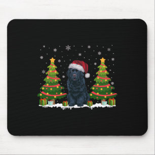 Xmas Tree Light Neufundland Dog Weihnachtsmannmütz Mousepad