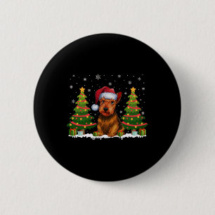 Xmas Tree Light Scottish Terrier Dog Santa Christm Button