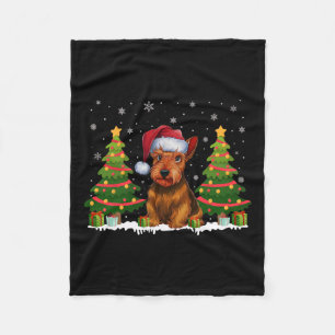 Xmas Tree Light Scottish Terrier Dog Santa Christm Fleecedecke