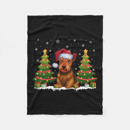 Xmas Tree Light Scottish Terrier Dog Santa Christm Fleecedecke (Vorderseite)