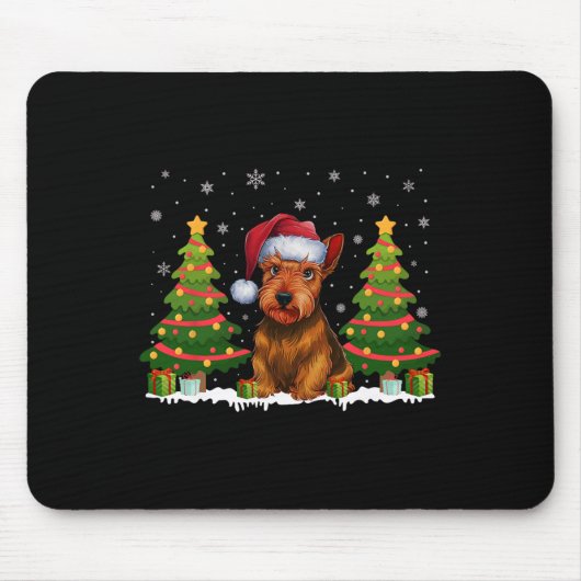 Xmas Tree Light Scottish Terrier Dog Santa Christm Mousepad (Vorne)