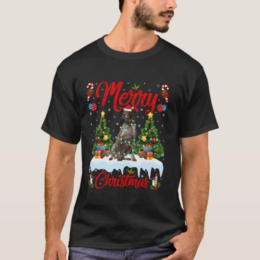 Xmas Tree Lighting German Shorthaired Pointer Dog T-Shirt (Vorderseite)