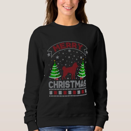 Xmas Tree Lighting Men Akita Inu Hund Ugly Ch Sweatshirt (Vorderseite)