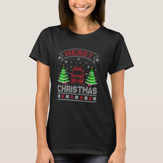 Xmas Tree Lighting Men Ambulance Car Ugly Ch T-Shirt (Vorderseite)