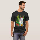 Xmas Tree Lighting Rentier Westie Hund Weihnachten T-Shirt (Vorne ganz)