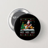 Xmas Tree Lighting Santa Riding Collie Dog Christm Button (Vorne & Hinten)
