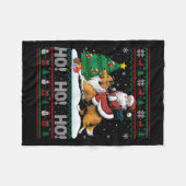 Xmas Tree Lighting Santa Riding Collie Dog Christm Fleecedecke (Vorderseite (Horizontal))