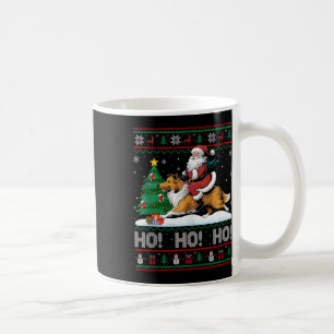 Xmas Tree Lighting Santa Riding Collie Dog Christm Kaffeetasse