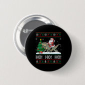 Xmas Tree Lighting Santa Riding Iguana Weihnachten Button (Vorne & Hinten)