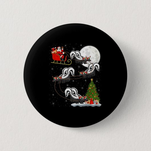 Xmas Tree Lighting Santa Riding Skunk Christmas  Button (Vorderseite)