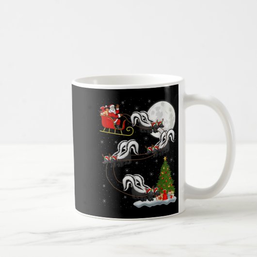 Xmas Tree Lighting Santa Riding Skunk Christmas Kaffeetasse (Rechts)