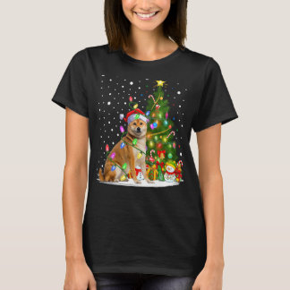 Xmas Tree Lighting Santa Shiba Inu Dog Weihnachten T-Shirt