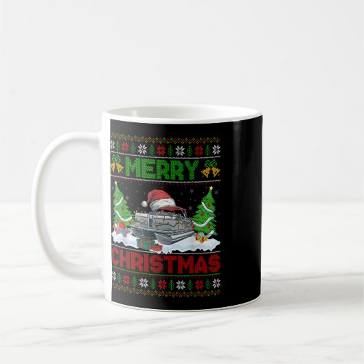 Xmas Tree Lighting Ugly Santa Hat Pontoon Boat Chr Kaffeetasse (Links)