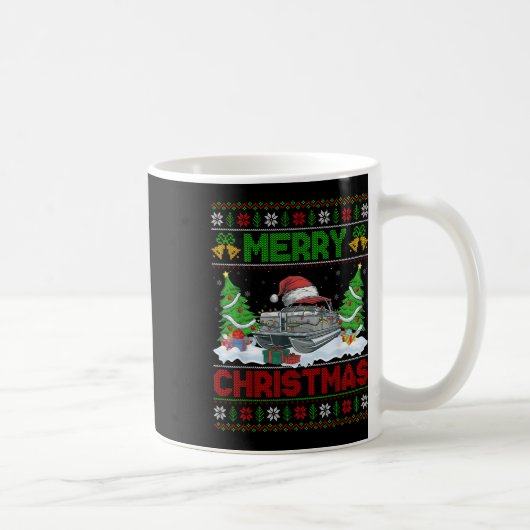 Xmas Tree Lighting Ugly Santa Hat Pontoon Boat Chr Kaffeetasse (Rechts)