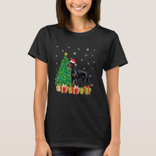 Xmas Tree Lighting Weihnachtsmannmütze Dobermann D T-Shirt