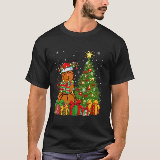 Xmas Tree Lighting Weihnachtsmannmütze Snowman Bas T-Shirt (Vorderseite)