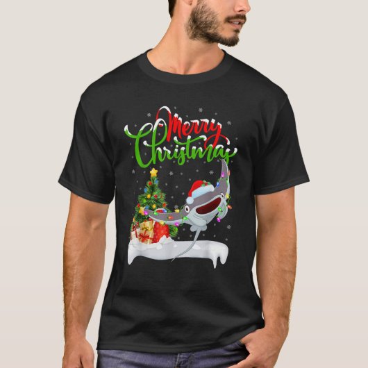 Xmas Tree Lighting Weihnachtsmannmütze Stingray Fi T-Shirt (Vorderseite)