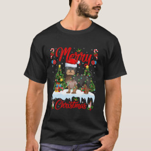 Xmas Tree Lighting Yorkshire Terrier Dog Merry Chr T-Shirt