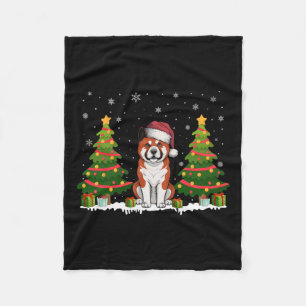 Xmas Tree Lights Akita Hund Weihnachtsmannmütze We Fleecedecke