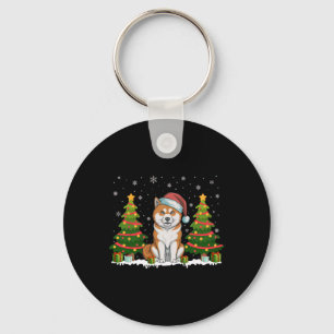 Xmas Tree Lights Akita Inu Dog Weihnachtsmannmütze Schlüsselanhänger