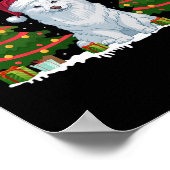 Xmas Tree Lights American Eskimo Dog Santa Christm Poster (Ecke)