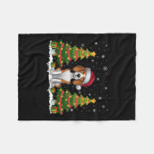 Xmas Tree Lights Beagle Hund Weihnachtsmannmütze W Fleecedecke (Vorderseite (Horizontal))