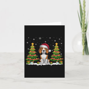 Xmas Tree Lights Beagle Hund Weihnachtsmannmütze W Karte