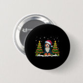 Xmas Tree Lights Bernedoodle Dog Weihnachtsmannmüt Button (Vorne & Hinten)