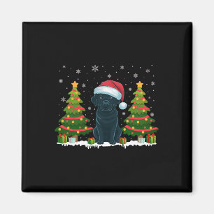 Xmas Tree Lights Black Labrador Dog Santa Christma Magnet