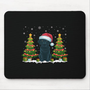 Xmas Tree Lights Black Labrador Dog Santa Christma Mousepad