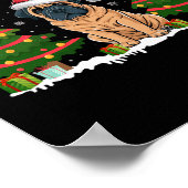 Xmas Tree Lights English Mastiff Dog Santa Christm Poster (Ecke)