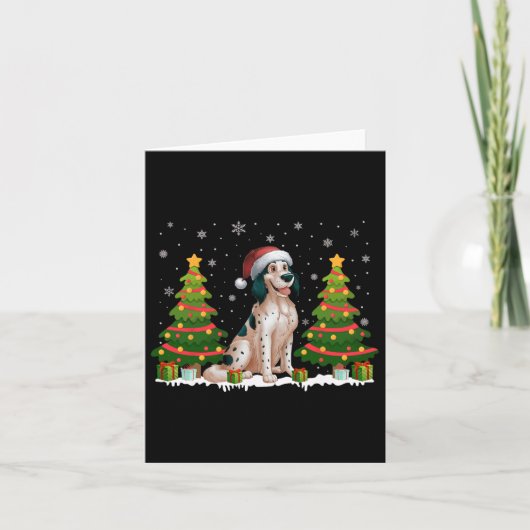 Xmas Tree Lights English Setter Dog Santa Christma Karte (Vorderseite)