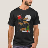 Xmas Tree Lights Funny Santa Riding Jaguar Christm T-Shirt (Vorderseite)