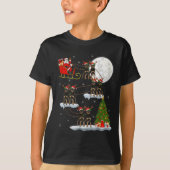 Xmas Tree Lights Funny Santa Riding Rottweiler Dog T-Shirt (Vorderseite)