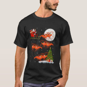 Xmas Tree Lights Funny Santa Riding Shrimp Weihnac T-Shirt
