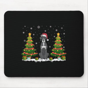 Xmas Tree Lights Great Dane Dog Weihnachtsmannmütz Mousepad