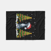 Xmas Tree Lights Greyhound Hund Weihnachtsmannmütz Fleecedecke (Vorderseite (Horizontal))