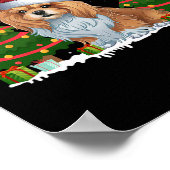 Xmas Tree Lights Lhasa Apso Dog Weihnachtsmannmütz Poster (Ecke)