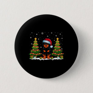Xmas Tree Lights Rottweiler Dog Weihnachtsmannmütz Button