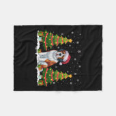 Xmas Tree Lights Saint Bernard Dog Weihnachten Fleecedecke (Vorderseite (Horizontal))