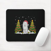 Xmas Tree Lights Samoyed Dog Weihnachtsmannmütze W Mousepad (Mit Mouse)