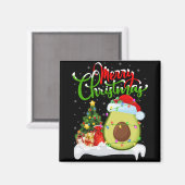 Xmas Tree Lights Santa Hat Avocado Fruit Christmas Magnet (Vorderseite/Rückseite)