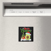 Xmas Tree Lights Santa Hat Avocado Fruit Christmas Magnet (In Situ (Geschirrspüler))